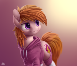 Size: 1200x1024 | Tagged: safe, artist:luminousdazzle, oc, oc only, oc:stuben, earth pony, chest fluff, clothes, ear fluff, hoodie, leg warmers, male, simple background, solo, striped leg warmers