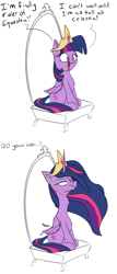 Size: 1800x4200 | Tagged: safe, artist:rocket-lawnchair, derpibooru import, princess twilight 2.0, twilight sparkle, twilight sparkle (alicorn), alicorn, pony, the last problem, acne, caption, crown, female, jewelry, long neck, older, older twilight, puberty, puberty hits hard, regalia