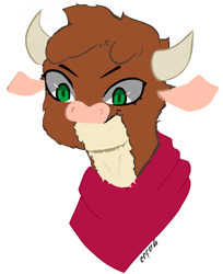 Size: 644x789 | Tagged: safe, derpibooru import, arizona cow, cow, them's fightin' herds, community related, female, green eyes, horns, solo