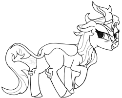 Size: 2349x1893 | Tagged: safe, artist:soctavia, derpibooru import, oc, oc only, oc:luna azul, kirin, black and white, female, grayscale, mare, monochrome, sketch, smiling, smirk, solo