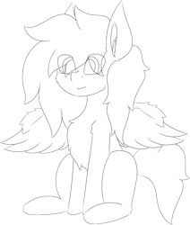 Size: 5426x6409 | Tagged: safe, artist:skylarpalette, derpibooru import, oc, oc only, oc:swift, pegasus, big ears, crying, fluffy, male, pegasus oc, pegasus wings, sad, simple background, sitting, sketch, spread wings, stallion, transparent background, wings