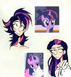 Size: 2472x2662 | Tagged: safe, artist:citi, derpibooru import, screencap, twilight sparkle, twilight sparkle (alicorn), alicorn, human, castle sweet castle, rarity's biggest fan, spoiler:interseason shorts, alternate hairstyle, high res, humanized, punklight sparkle, scene interpretation, screencap reference, traditional art, wet mane