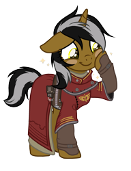 Size: 2300x3000 | Tagged: safe, artist:alfury, derpibooru import, oc, pony, unicorn, base used, clothes, fallout, female, mare, scribe robe, simple background, solo, transparent background