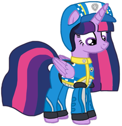 Size: 987x1022 | Tagged: safe, artist:徐詩珮, derpibooru import, twilight sparkle, twilight sparkle (alicorn), alicorn, pony, series:sprglitemplight diary, series:sprglitemplight life jacket days, series:springshadowdrops diary, series:springshadowdrops life jacket days, alternate universe, base used, chase (paw patrol), clothes, cute, paw patrol, really race rescue, simple background, transparent background