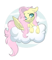 Size: 1280x1476 | Tagged: safe, artist:missclaypony, derpibooru import, fluttershy, pegasus, pony, cloud, female, floppy ears, head tilt, mare, prone, simple background, solo, transparent background