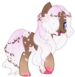 Size: 1280x1318 | Tagged: safe, artist:m-00nlight, oc, earth pony, pony, female, flower, flower in hair, mare, simple background, solo, transparent background