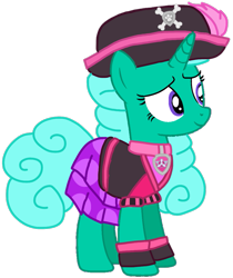 Size: 901x1074 | Tagged: safe, artist:徐詩珮, derpibooru import, glitter drops, pony, unicorn, series:sprglitemplight diary, series:sprglitemplight life jacket days, series:springshadowdrops diary, series:springshadowdrops life jacket days, alternate universe, base used, clothes, cute, paw patrol, pirate, sea patrol (paw patrol), simple background, skye (paw patrol), transparent background