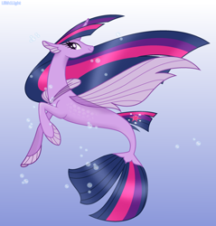 Size: 2280x2383 | Tagged: safe, artist:lilith1light, derpibooru import, princess twilight 2.0, twilight sparkle, twilight sparkle (alicorn), alicorn, sea pony, seapony (g4), my little pony: the movie, the last problem, base used, beautiful, bubble, eyelashes, female, fin wings, fins, fish tail, flowing mane, horn, older, older twilight, seaponified, seapony twilight, smiling, solo, species swap, tail, underwater, water, wings