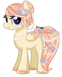 Size: 800x1000 | Tagged: safe, artist:xbeautifuldreamerx, derpibooru import, oc, oc only, oc:pearl birthstone, pegasus, pony, female, flower, flower in hair, flower in tail, jewelry, mare, necklace, pearl necklace, simple background, solo, transparent background, unshorn fetlocks