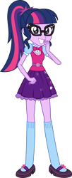 Size: 1561x3842 | Tagged: safe, artist:sketchmcreations, derpibooru import, sci-twi, twilight sparkle, equestria girls, spoiler:eqg specials, clothes, commission, female, looking at you, mary janes, shoes, simple background, smiling, socks, transparent background, vector