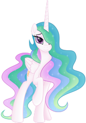 Size: 1280x1830 | Tagged: safe, artist:negatif22, derpibooru import, princess celestia, alicorn, pony, cute, cutelestia, female, hair over one eye, looking at you, mare, raised hoof, simple background, smiling, solo, transparent background