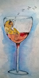 Size: 542x1080 | Tagged: safe, artist:kiwwsplash, derpibooru import, oc, oc only, pegasus, pony, alcohol, cup, cup of pony, eyes closed, glass, micro, onomatopoeia, pegasus oc, sleeping, solo, sound effects, traditional art, wine, wine glass, wings, zzz