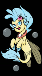 Size: 720x1280 | Tagged: safe, artist:silentwolf-oficial, derpibooru import, princess skystar, seapony (g4), my little pony: the movie, black background, bubble, female, happy, simple background, smiling, solo