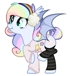 Size: 2000x2000 | Tagged: safe, artist:alfury, derpibooru import, oc, oc only, bat pony, pony, base used, bat pony oc, bat wings, clothes, earmuffs, female, mare, scrunchy face, shirt, simple background, socks, solo, striped socks, transparent background, wings