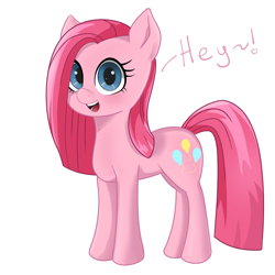 Size: 1200x1200 | Tagged: safe, artist:tenklop, derpibooru import, pinkie pie, earth pony, pony, cute, cuteamena, female, mare, pinkamena diane pie, simple background, smiling, solo, talking to viewer, white background