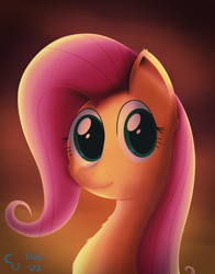 Size: 2914x3720 | Tagged: safe, artist:cosmikvek, derpibooru import, fluttershy, pegasus, pony, bust, female, high res, looking at you, mare, portrait, smiling, solo