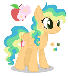 Size: 1280x1423 | Tagged: safe, artist:magicuniclaws, derpibooru import, oc, oc:blossom, pegasus, pony, female, magical lesbian spawn, mare, offspring, parent:applejack, parent:rainbow dash, parents:appledash, simple background, solo, transparent background