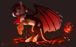 Size: 1600x1000 | Tagged: safe, artist:silentwulv, derpibooru import, oc, dracony, dragon, hybrid, pony, arrow, female, fire, solo