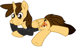 Size: 8039x5013 | Tagged: safe, artist:ejlightning007arts, derpibooru import, oc, oc only, oc:ej, alicorn, alicorn oc, clothes, horn, lying down, male, shirt, simple background, solo, stallion, transparent background, vector, wings