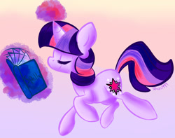 Size: 890x700 | Tagged: safe, artist:5birds1999, derpibooru import, twilight sparkle, unicorn twilight, pony, unicorn, book, cute, eyes closed, female, magic, mare, profile, solo, telekinesis, twiabetes