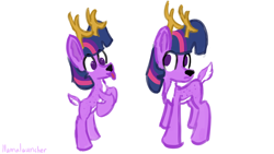 Size: 3840x2160 | Tagged: safe, artist:llamalauncher, derpibooru import, twilight sparkle, deer, deerified, rearing, solo, species swap, tongue out