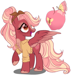 Size: 1600x1700 | Tagged: safe, artist:gihhbloonde, derpibooru import, oc, oc only, pegasus, pony, base used, blaze (coat marking), clothes, cutie mark, eyelashes, female, hair over one eye, hair tie, looking up, mare, offspring, open mouth, parent:big macintosh, parent:fluttershy, parents:fluttermac, ponytail, raised hoof, shirt, simple background, smiling, solo, spread wings, transparent background, unshorn fetlocks, wings