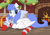 Size: 3508x2480 | Tagged: safe, artist:arctic-fox, derpibooru import, oc, oc only, oc:snow pup, pegasus, pony, bricks, christmas, clothes, collar, female, fireplace, holiday, holly, mare, open mouth, ornaments, present, prone, ribbon, smiling, socks, solo, striped socks, wings