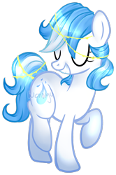 Size: 998x1500 | Tagged: safe, artist:skulifuck, derpibooru import, oc, oc only, oc:dew drop, earth pony, pony, earth pony oc, eyes closed, grin, jewelry, raised hoof, simple background, smiling, solo, transparent background