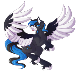 Size: 4602x4332 | Tagged: safe, artist:amazing-artsong, derpibooru import, oc, oc:nocti, pegasus, pony, female, mare, simple background, solo, tongue out, transparent background, two toned wings, wings