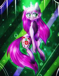 Size: 1920x2474 | Tagged: safe, artist:lulek4aiok, derpibooru import, oc, oc only, oc:brush appleheart, pony, unicorn, bandana, chest fluff, colored hooves, ear fluff, female, glowing horn, horn, mare, signature, solo