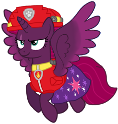 Size: 963x1011 | Tagged: safe, artist:徐詩珮, derpibooru import, fizzlepop berrytwist, tempest shadow, alicorn, pony, series:sprglitemplight diary, series:sprglitemplight life jacket days, series:springshadowdrops diary, series:springshadowdrops life jacket days, alicornified, alternate universe, base used, clothes, cute, marshall (paw patrol), paw patrol, race swap, simple background, tempesticorn, transparent background