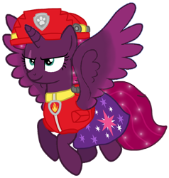 Size: 970x1019 | Tagged: safe, artist:徐詩珮, derpibooru import, fizzlepop berrytwist, tempest shadow, alicorn, pony, series:sprglitemplight diary, series:sprglitemplight life jacket days, series:springshadowdrops diary, series:springshadowdrops life jacket days, alicornified, alternate universe, base used, clothes, cute, marshall (paw patrol), paw patrol, race swap, simple background, tempesticorn, transparent background