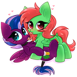 Size: 3000x3000 | Tagged: safe, artist:pesty_skillengton, derpibooru import, oc, oc:elysium, oc:watermelon frenzy, pegasus, pony, :p, chibi, cute, heart eyes, tongue out, wingding eyes