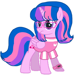 Size: 1006x1014 | Tagged: safe, artist:徐詩珮, derpibooru import, oc, oc only, oc:hsu amity, alicorn, alicorn oc, base used, glasses, horn, simple background, transparent background, unamused, wings