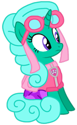 Size: 604x981 | Tagged: safe, artist:徐詩珮, derpibooru import, glitter drops, pony, unicorn, series:sprglitemplight diary, series:sprglitemplight life jacket days, series:springshadowdrops diary, series:springshadowdrops life jacket days, alternate universe, base used, clothes, cute, paw patrol, simple background, skye (paw patrol), transparent background