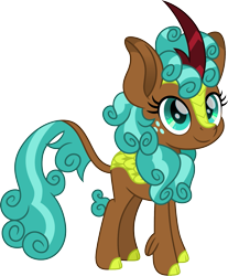 Size: 1239x1500 | Tagged: safe, artist:cloudyglow, derpibooru import, spur, kirin, cute, female, freckles, kirin-ified, simple background, solo, species swap, spurbetes, transparent background