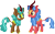 Size: 2429x1500 | Tagged: safe, artist:cloudyglow, derpibooru import, biscuit, spur, kirin, cloven hooves, colored hooves, cute, duo, female, freckles, kirin-ified, looking at each other, male, simple background, species swap, spurbetes, transparent background