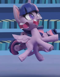 Size: 520x663 | Tagged: safe, derpibooru import, screencap, twilight sparkle, twilight sparkle (alicorn), alicorn, pony, my little pony: pony life, my little pony: stop motion short, pinkie pie wants to play, cropped, female, great moments in animation, library, mare, solo, twilight's castle, twilight's castle library, what has science done