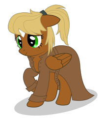 Size: 2500x3000 | Tagged: safe, artist:kitana762, derpibooru import, oc, oc:threnody, pegasus, pony, fallout equestria, fallout equestria: speak, clothes, coat, fanfic art, heartmender, ponytail, simple background, solo, transparent background