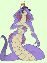 Size: 1772x2362 | Tagged: safe, artist:sourcherry, derpibooru import, oc, lamia, original species, snake, fallout equestria, non-pony oc, solo, unnamed oc