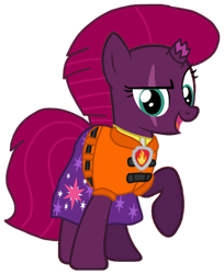 Size: 836x1025 | Tagged: safe, artist:徐詩珮, derpibooru import, fizzlepop berrytwist, tempest shadow, pony, unicorn, series:sprglitemplight diary, series:sprglitemplight life jacket days, series:springshadowdrops diary, series:springshadowdrops life jacket days, alternate universe, base used, clothes, cute, lifejacket, marshall (paw patrol), paw patrol, simple background, transparent background