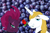 Size: 2064x1378 | Tagged: safe, derpibooru import, fizzlepop berrytwist, prince blueblood, tempest shadow, annoyed, berryblood, blueberry, female, flower, flower in mouth, food, frown, fruit, male, mouth hold, not amused face, opposites, pun, rose, rose in mouth, shipping, smiling, smug, straight, tempest shadow is not amused, unamused, word play