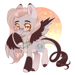 Size: 1024x1024 | Tagged: safe, artist:sadelinav, derpibooru import, oc, oc:coco breeze, pegasus, pony, chibi, colored wings, female, glasses, mare, solo, two toned wings, wings