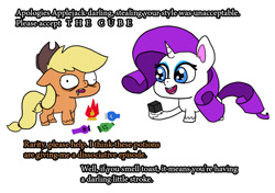 Size: 800x562 | Tagged: safe, artist:slamjam, derpibooru import, applejack, rarity, earth pony, pony, unicorn, how applejack got her hat back, my little pony: pony life, spoiler:pony life s01e04, potion, squishy cube