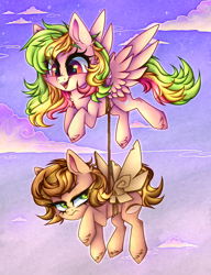 Size: 3402x4419 | Tagged: safe, artist:_spacemonkeyz_, derpibooru import, oc, oc:fruity extra, oc:nutty special, earth pony, pegasus, commission, rope, unamused