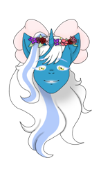 Size: 237x406 | Tagged: safe, artist:hoshisora00, derpibooru import, oc, oc:fleurbelle, alicorn, alicorn oc, bow, female, flower, flower in hair, golden eyes, hair bow, horn, mare, simple background, smiling, transparent background, wings