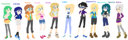 Size: 2040x638 | Tagged: safe, artist:ayang888, artist:selenaede, derpibooru import, human, equestria girls, barely eqg related, barely pony related, base used, bayonetta, bayonetta (character), boots, byleth, clothes, converse, crossed arms, crossover, ear piercing, earring, equestria girls-ified, fire emblem, fire emblem: awakening, fire emblem: three houses, glasses, goddess, hand on hip, hands on hip, high heel boots, high heels, jewelry, kid icarus, lucina, metroid, nintendo, palutena, piercing, princess daisy, princess peach, princess rosalina, princess zelda, robin (fire emblem), rosalina, samus aran, sega, shoes, sneakers, super mario bros., super smash bros., super smash bros. ultimate, the legend of zelda, witch