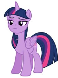 Size: 5179x7000 | Tagged: safe, artist:estories, derpibooru import, twilight sparkle, twilight sparkle (alicorn), alicorn, pony, female, folded wings, frown, lidded eyes, mare, simple background, solo, transparent background, wings