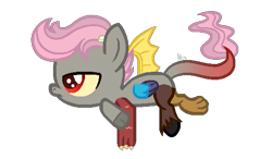 Size: 541x315 | Tagged: safe, artist:fluttershylover17, derpibooru import, oc, oc:mayhem, draconequus, hybrid, base used, draconequus oc, interspecies offspring, male, offspring, parent:discord, parent:fluttershy, parents:discoshy, simple background, solo, transparent background, unamused