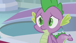 Size: 1280x720 | Tagged: safe, derpibooru import, screencap, spike, dragon, memories and more, spoiler:memories and more, spoiler:mlp friendship is forever, 9now, solo, winged spike, worried